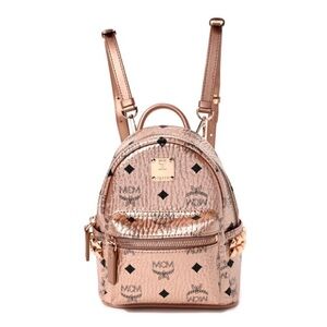 MCM Metallic Visetos Studded X-Mini Bebe Boo Backpack